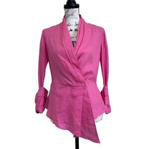 British India Classics Women's Top Irish Linen Wrap Asymmetrical Hem